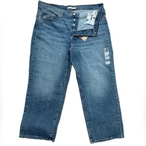 Levi’s "RIBCAGE Straight" Ankle Length Classic Button Fly Blue Denim Jeans 18 W